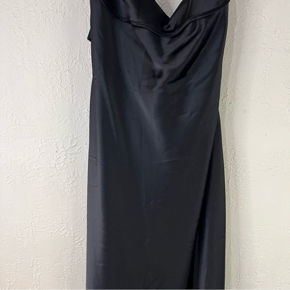 Zara Satin Effect Cut Out Back Midi Dress Black Blogger Favorite Tik Tok Viral - Picture 9 of 16